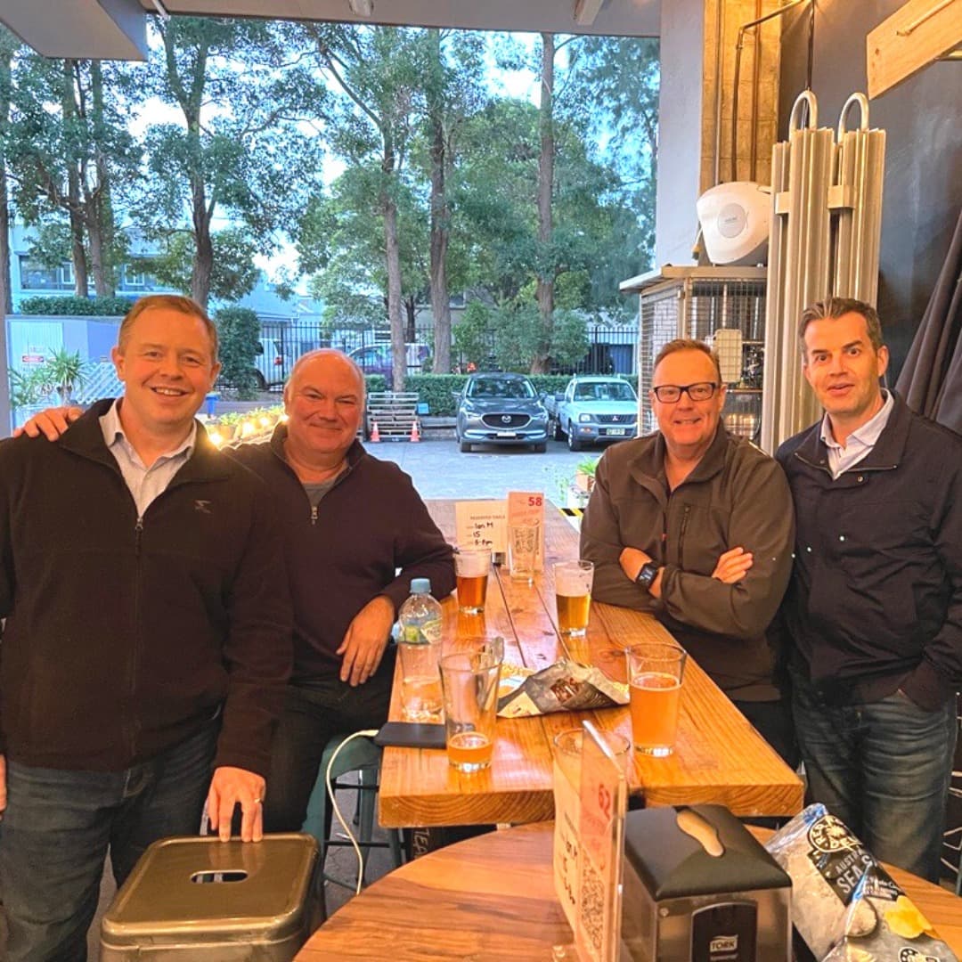 Four IT services founders at an IT Mastermind dinner in Sydney